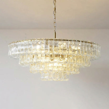 MUSCHIO Tiered Rippled Glass Chandelier
