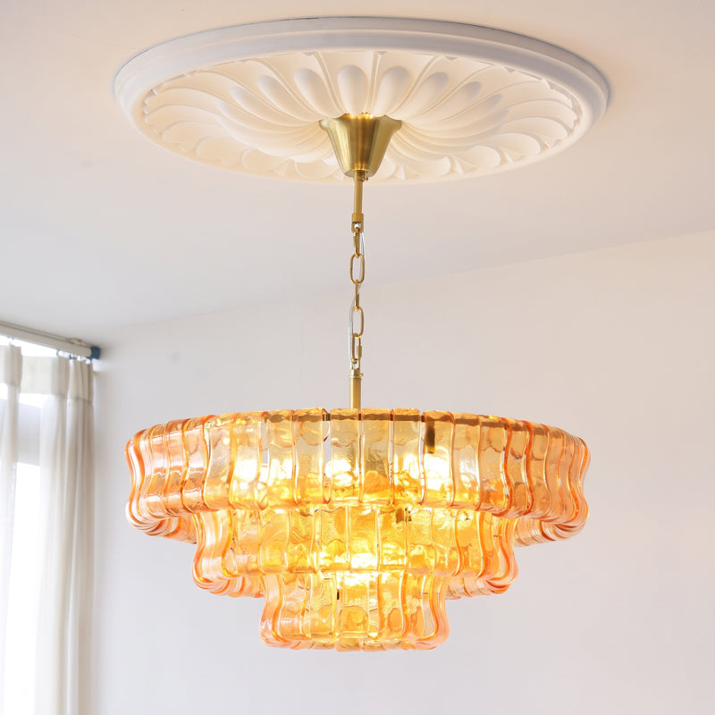 MUSCHIO Tiered Rippled Glass Chandelier