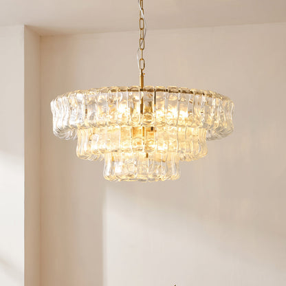 MUSCHIO Tiered Rippled Glass Chandelier
