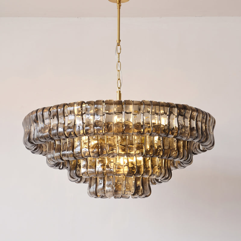 MUSCHIO Tiered Rippled Glass Chandelier