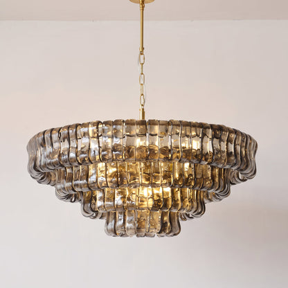 MUSCHIO Tiered Rippled Glass Chandelier