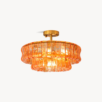 MUSCHIO Rippled Glass Semi-Flush Ceiling Light
