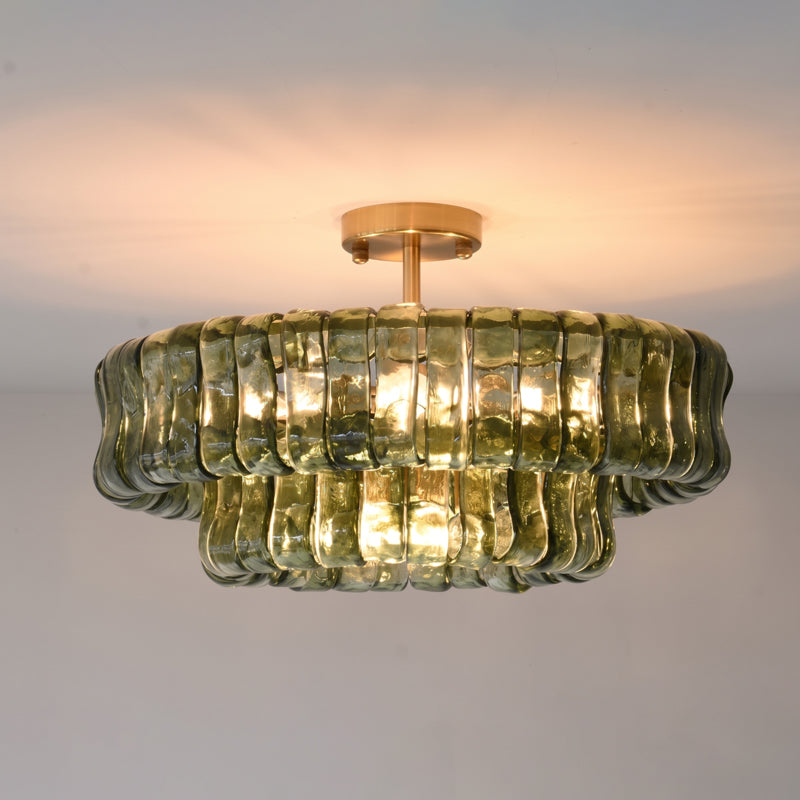 MUSCHIO Rippled Glass Semi-Flush Ceiling Light