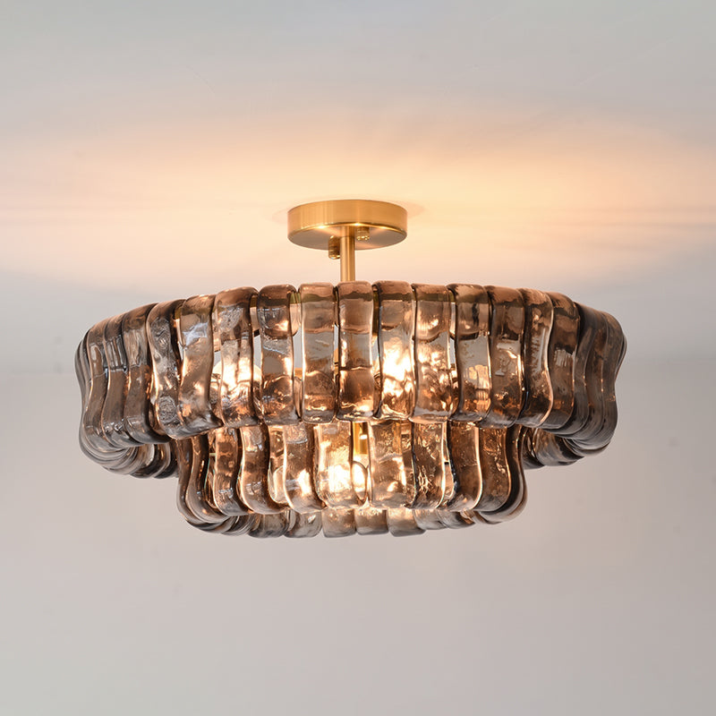 MUSCHIO Rippled Glass Semi-Flush Ceiling Light
