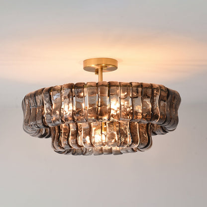 MUSCHIO Rippled Glass Semi-Flush Ceiling Light