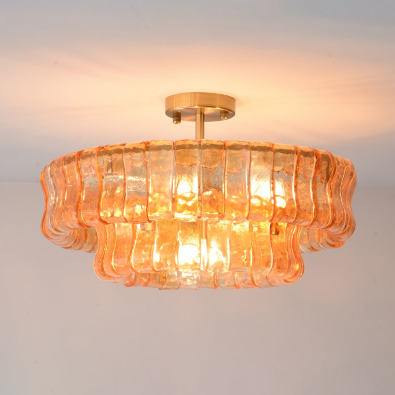 MUSCHIO Rippled Glass Semi-Flush Ceiling Light