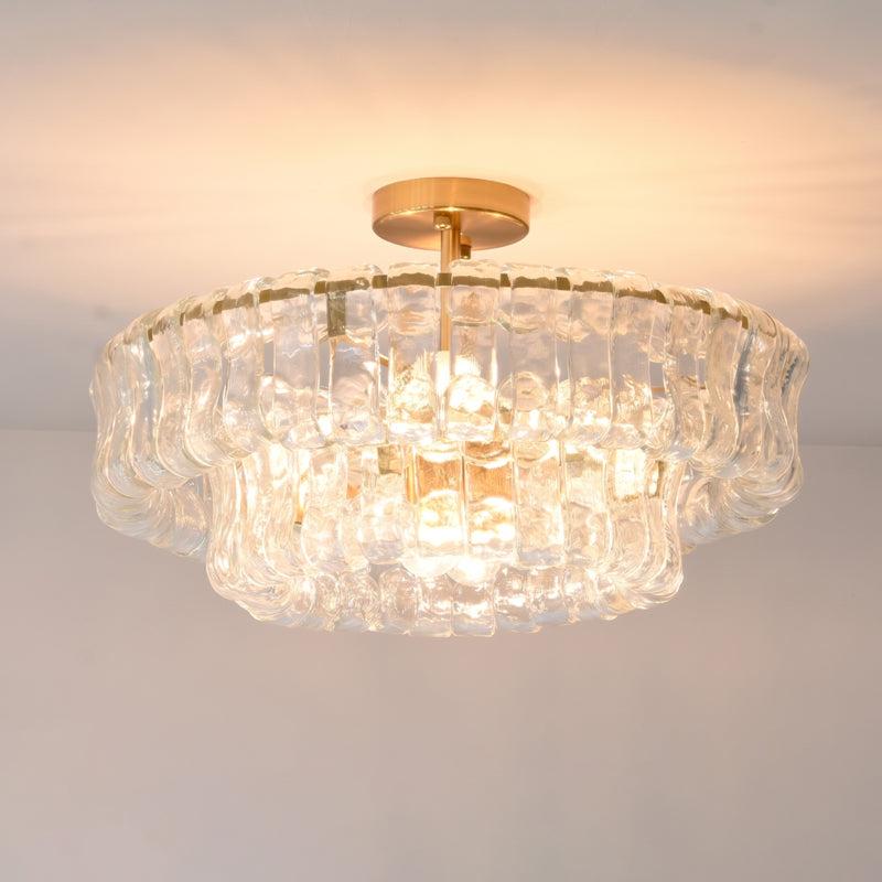 MUSCHIO Rippled Glass Semi-Flush Ceiling Light