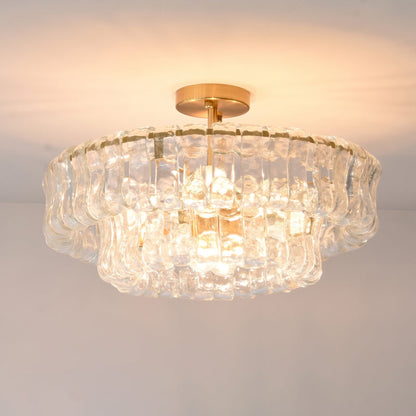MUSCHIO Rippled Glass Semi-Flush Ceiling Light
