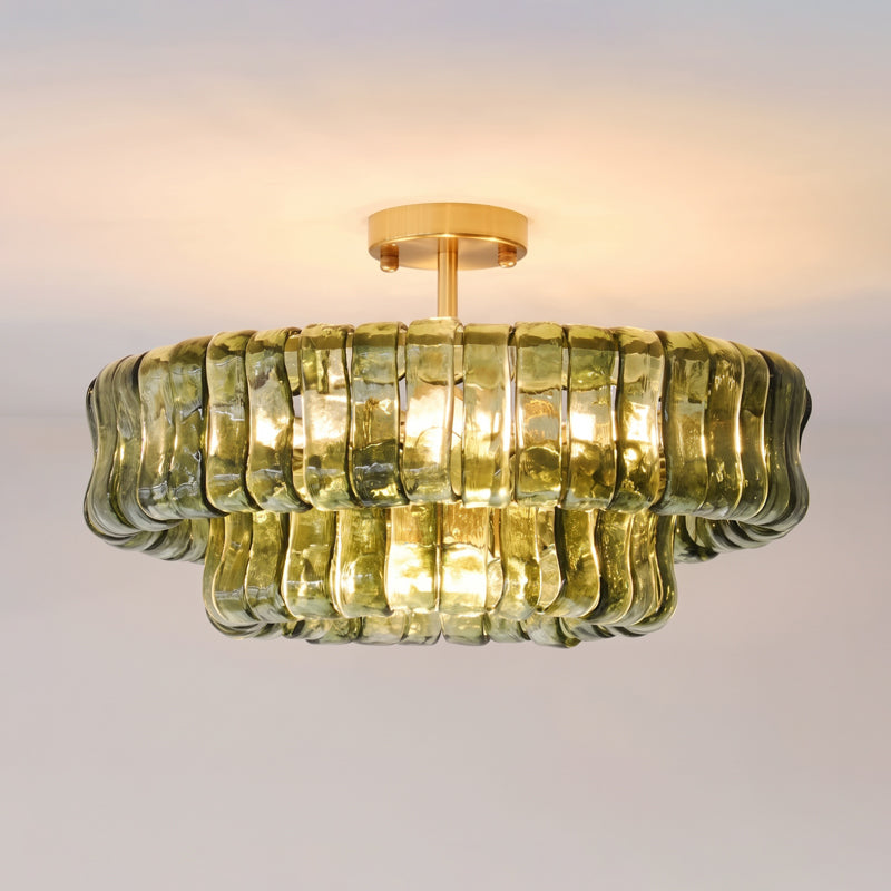 MUSCHIO Rippled Glass Semi-Flush Ceiling Light