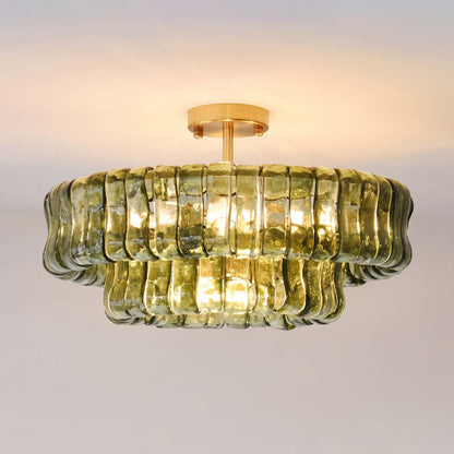 MUSCHIO Rippled Glass Semi-Flush Ceiling Light