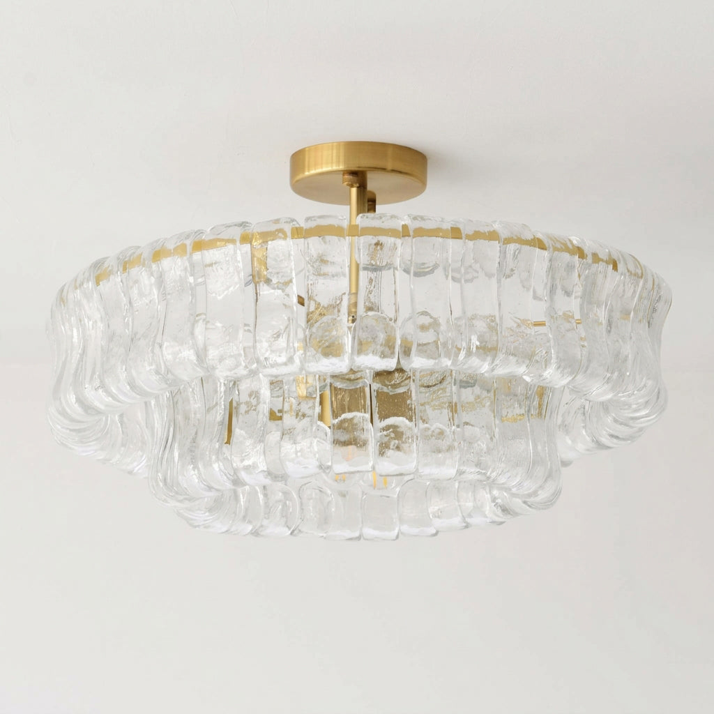 MUSCHIO Rippled Glass Semi-Flush Ceiling Light
