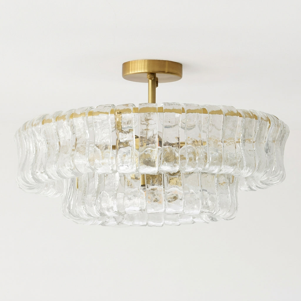 MUSCHIO Rippled Glass Semi-Flush Ceiling Light