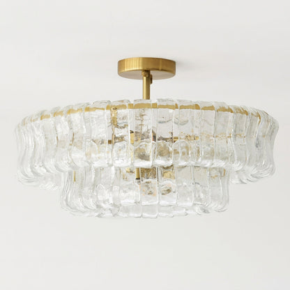 MUSCHIO Rippled Glass Semi-Flush Ceiling Light