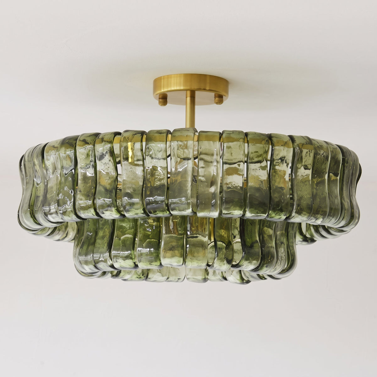 MUSCHIO Rippled Glass Semi-Flush Ceiling Light