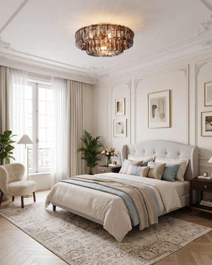 MUSCHIO Rippled Glass Semi-Flush Ceiling Light