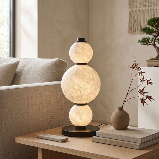 BOZZOLA Stacked Mulberry Silk Table Lamp