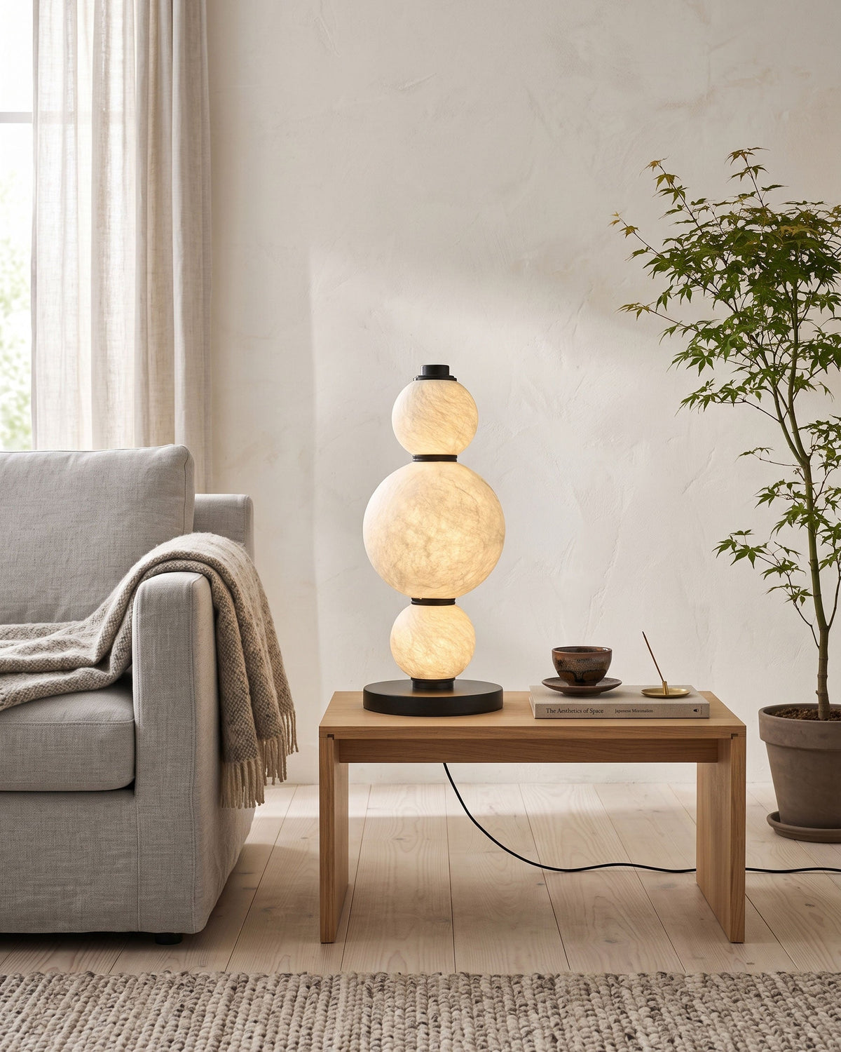 BOZZOLA Stacked Mulberry Silk Table Lamp