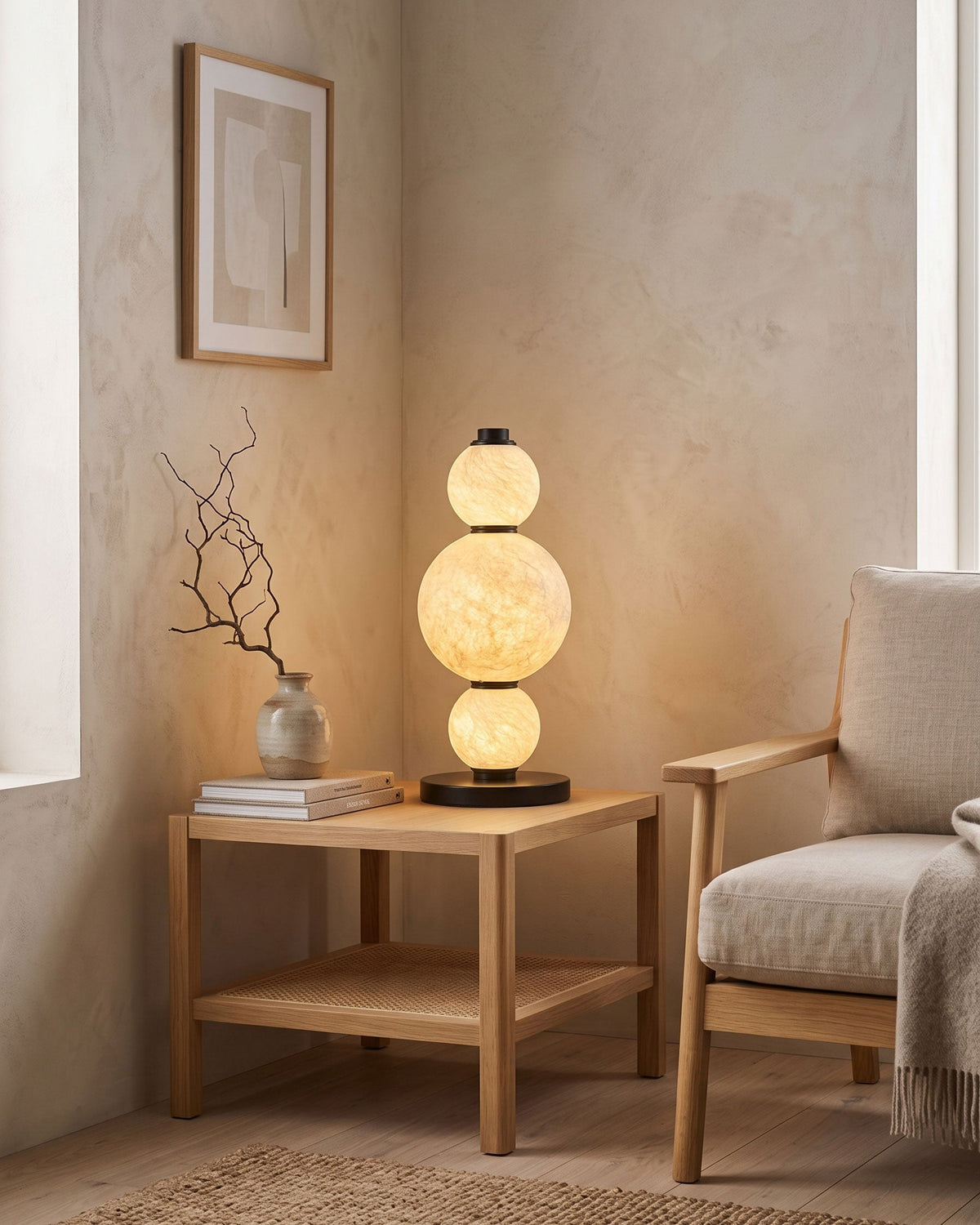 BOZZOLA Stacked Mulberry Silk Table Lamp