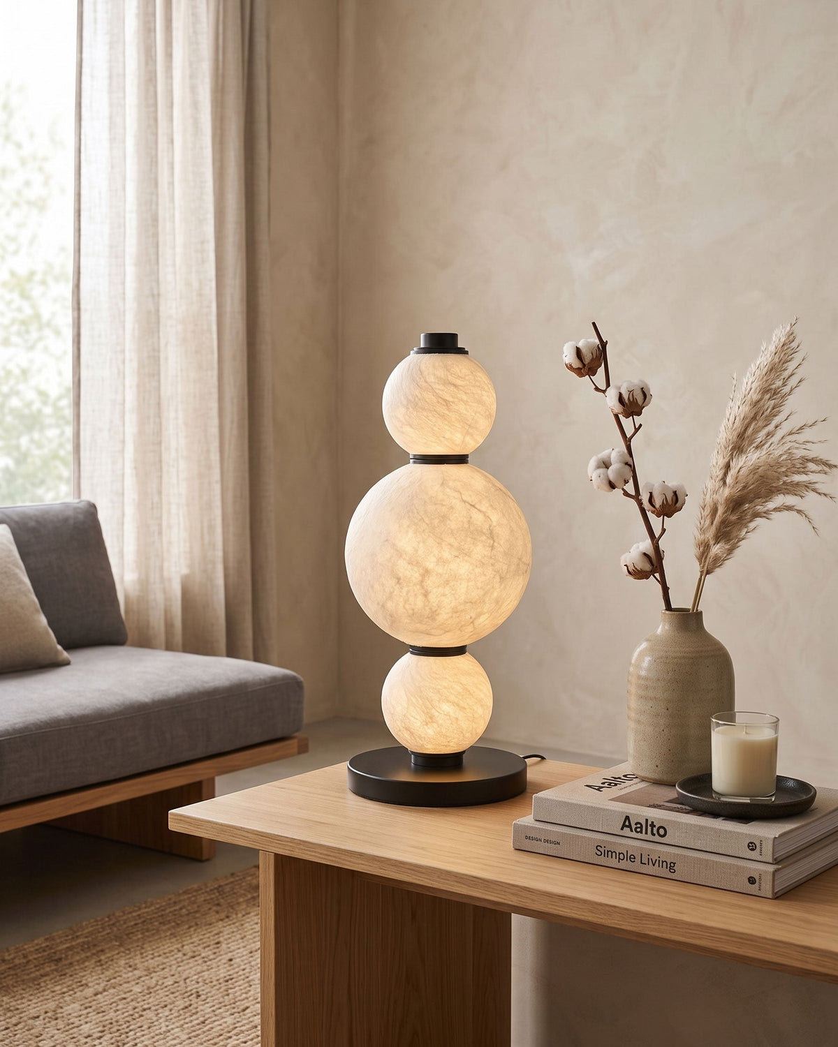 BOZZOLA Stacked Mulberry Silk Table Lamp