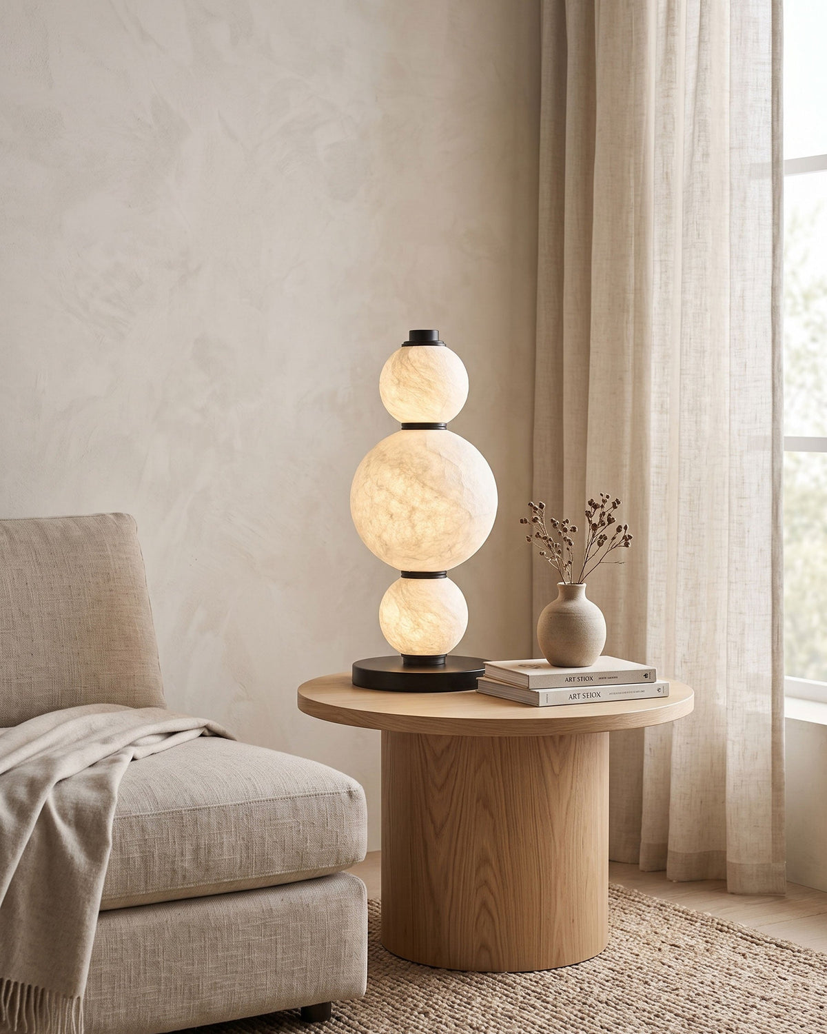 BOZZOLA Stacked Mulberry Silk Table Lamp