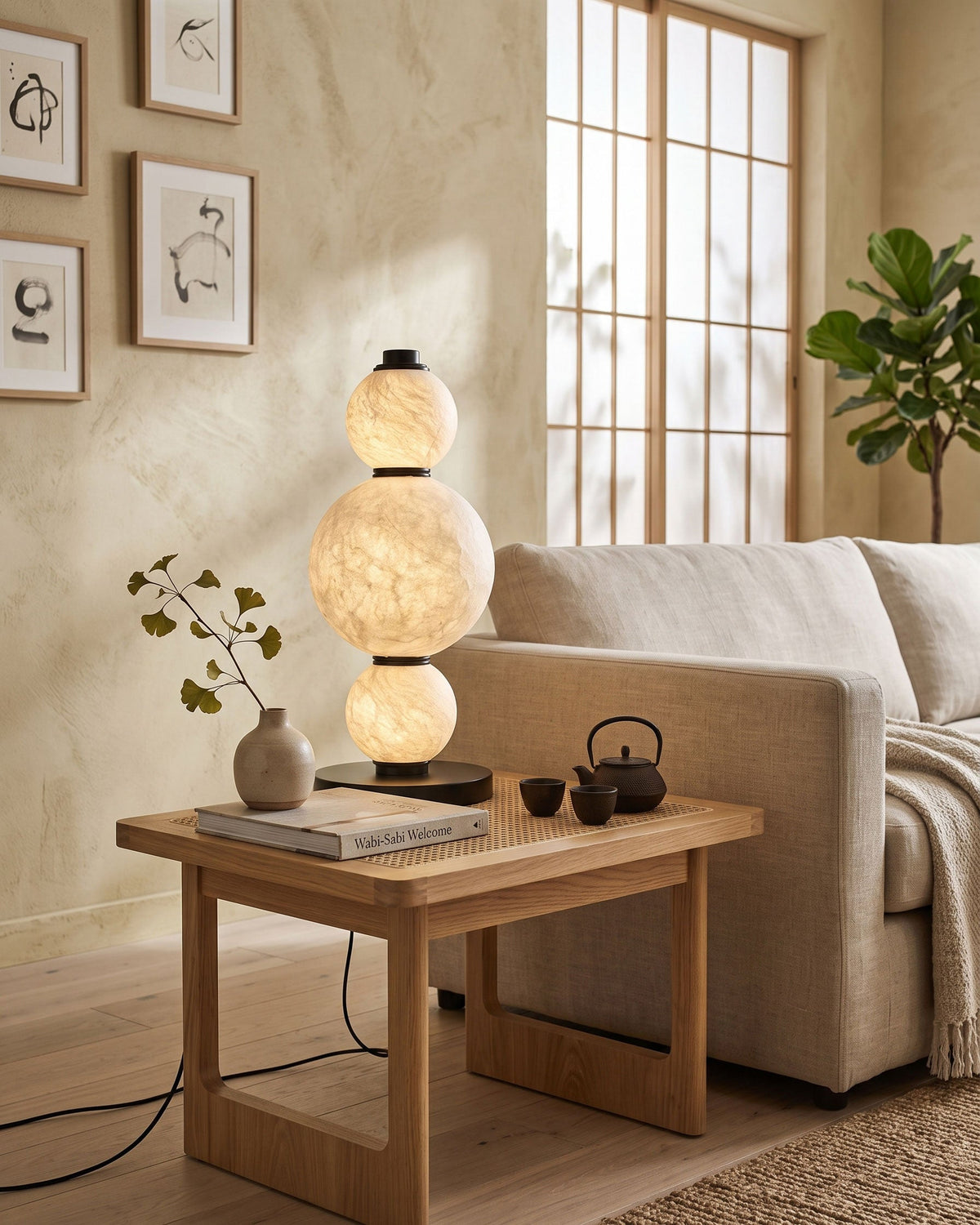 BOZZOLA Stacked Mulberry Silk Table Lamp