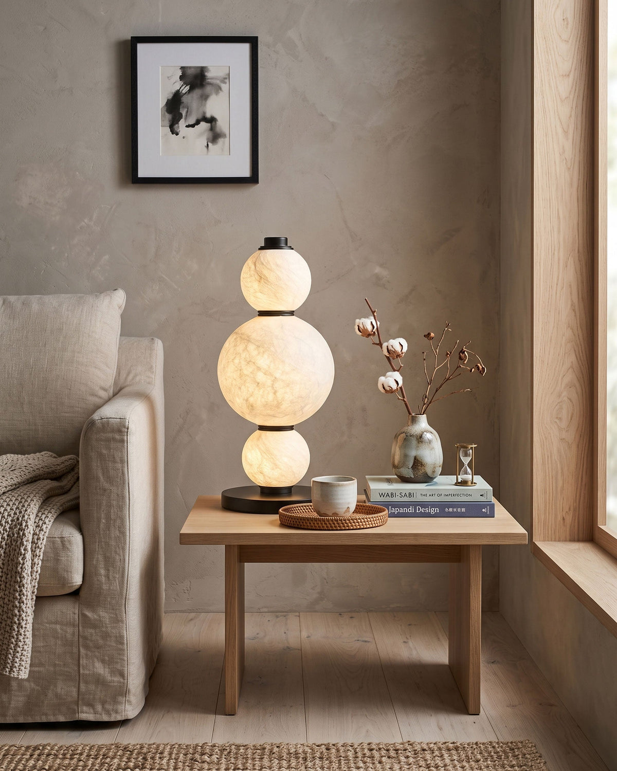 BOZZOLA Stacked Mulberry Silk Table Lamp
