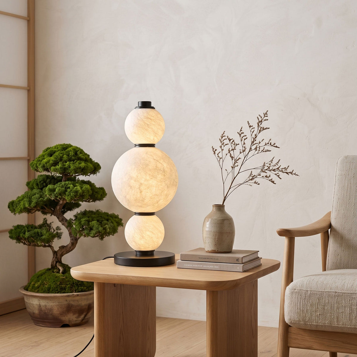 BOZZOLA Stacked Mulberry Silk Table Lamp