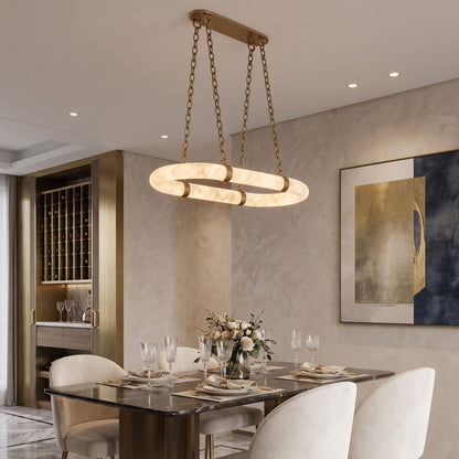NUVOLA Floating Alabaster Linear Chandelier