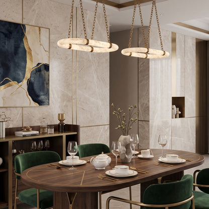 NUVOLA Floating Alabaster Linear Chandelier