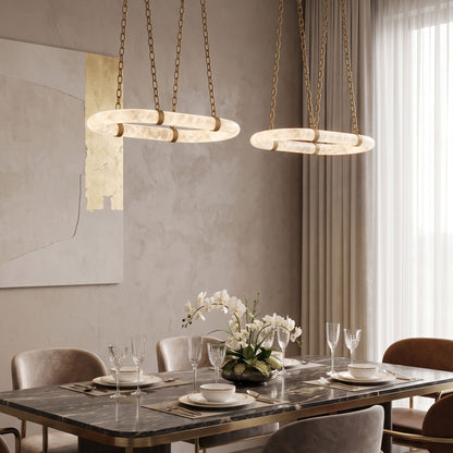 NUVOLA Floating Alabaster Linear Chandelier