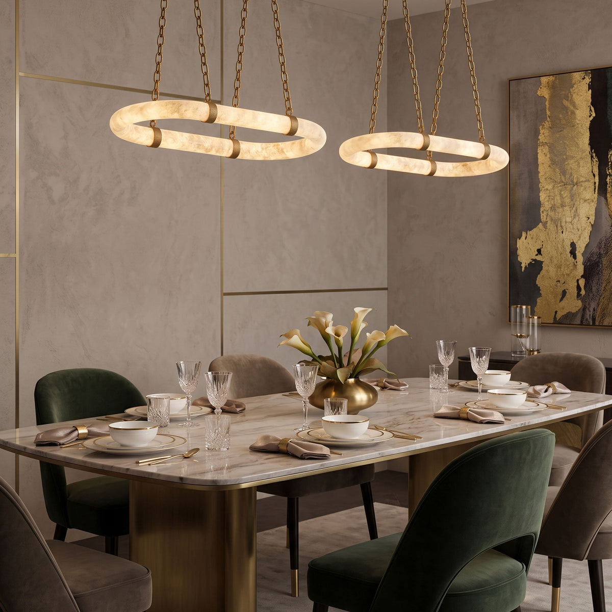 NUVOLA Floating Alabaster Linear Chandelier