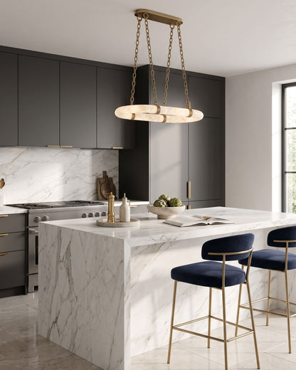 NUVOLA Floating Alabaster Linear Chandelier