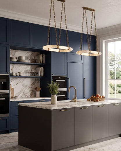 NUVOLA Floating Alabaster Linear Chandelier