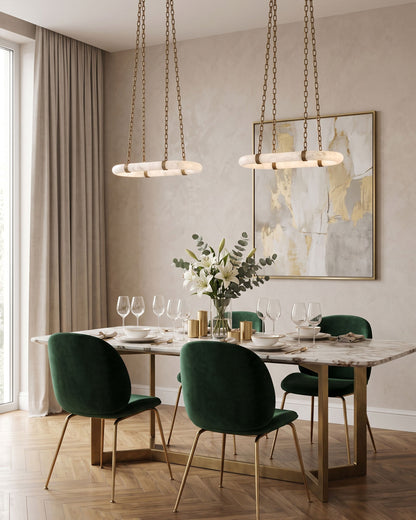 NUVOLA Floating Alabaster Linear Chandelier