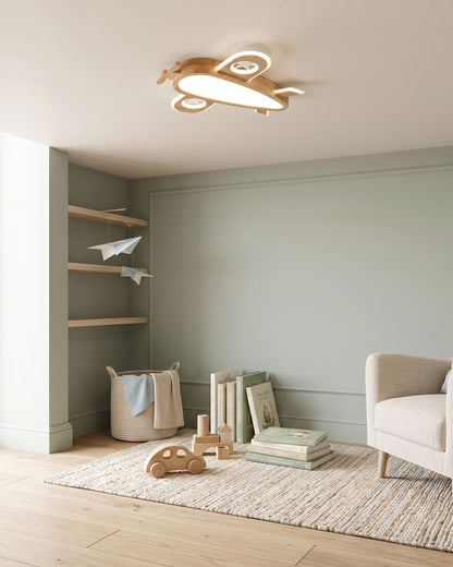 Wood Airplane Ceiling Lamp