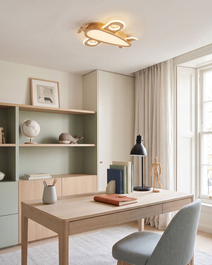 Wood Airplane Ceiling Lamp