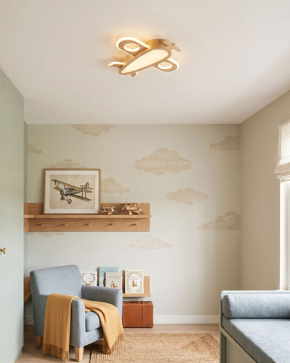 Wood Airplane Ceiling Lamp