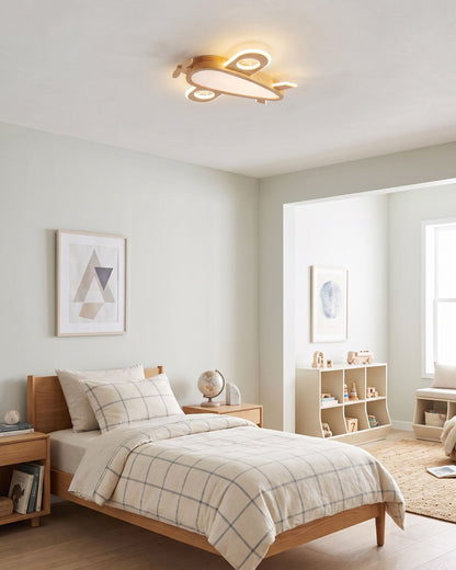 Wood Airplane Ceiling Lamp
