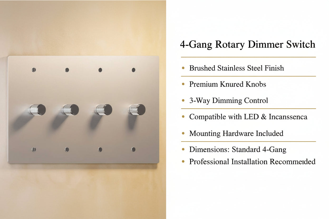 The Brass Dimmer Switch (1–4 Gang)